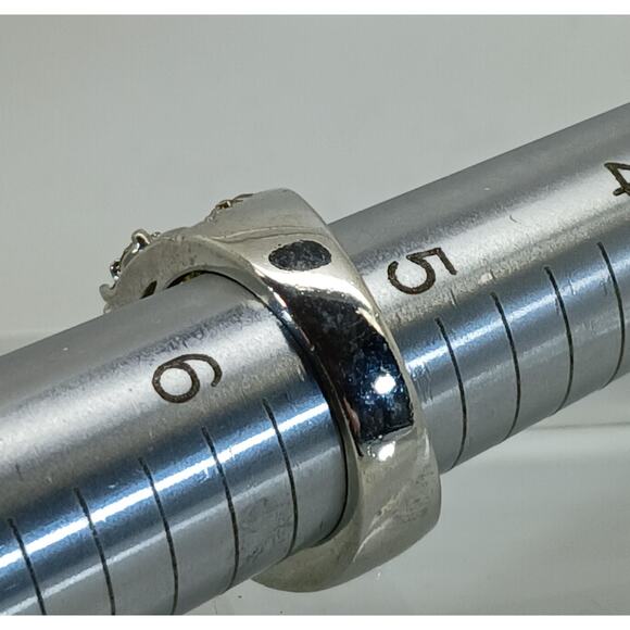 Vintage Ring Size 5.25 Silver Tone White Gold GP Lemon Olivine CZ Floral Cluster - Picture 8 of 10